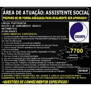 Apostila COSANPA - Área de Atuação: ASSISTENTE SOCIAL - Teoria + 7.700 Exercícios - Concurso 2017