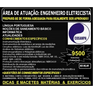 Apostila COSANPA - ENGENHARIA - Área de Atuação: ENGENHEIRO ELETRICISTA - Teoria + 9.500 Exercícios - Concurso 2017