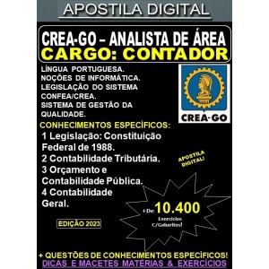 Apostila CREA GO - ANALISTA de ÁREA - CONTADOR - Teoria + 10.400 Exercícios - Concurso 2023