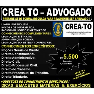 Apostila CREA TO - ADVOGADO - Teoria + 5.500 Exercícios - Concurso 2019