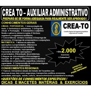 Apostila CREA TO - AUXILIAR ADMINISTRATIVO - Teoria + 2.000 Exercícios - Concurso 2019 