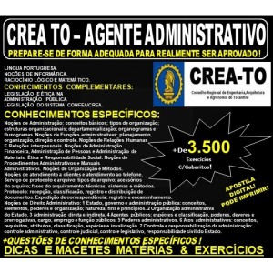 Apostila CREA TO - AGENTE ADMINISTRATIVO - Teoria + 3.500 Exercícios - Concurso 2019