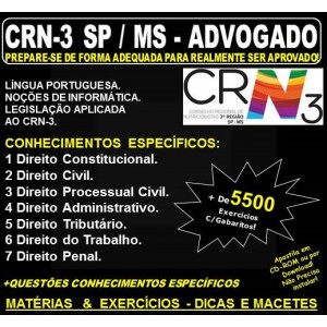 Apostila CRN 3ª Região SP / MS - ADVOGADO - Teoria + 5.500 Exercícios - Concurso 2019
