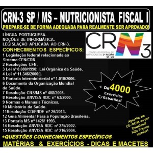 Apostila CRN 3ª Região SP / MS - NUTRICIONISTA FISCAL I - Teoria + 4.000 Exercícios - Concurso 2019