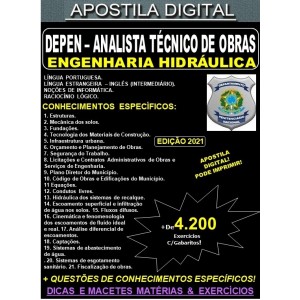 Apostila DEPEN Analista Técnico de Obras - ENGENHARIA HIDRÁULICA  - Teoria + 4.200 Exercícios - Concurso 2021