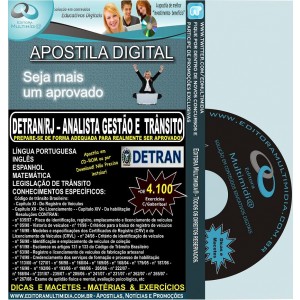 Apostila DETRAN RJ - Analista Gestão e Trânsito - Teoria + 4.100 Exercícios - Concurso 2012