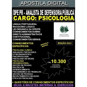 Apostila DPE PR - PSICOLOGIA - Teoria + 10.300 Exercícios - Concurso 2023