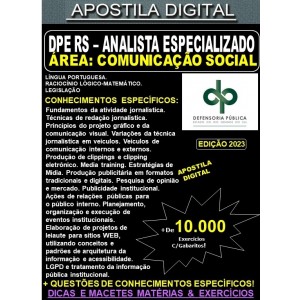 Apostila DPE RS - ANALISTA - Área COMUNICAÇÃO SOCIAL - Teoria + 10.000 Exercícios - Concurso 2023