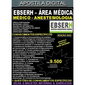 Apostila EBSERH ÁREA MÉDICA - ANESTESIOLOGISTA - Teoria + 9.500 exercícios - Concurso 2022