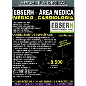 Apostila EBSERH ÁREA MÉDICA - CARDIOLOGIA  - Teoria + 8.500 exercícios - Concurso 2022