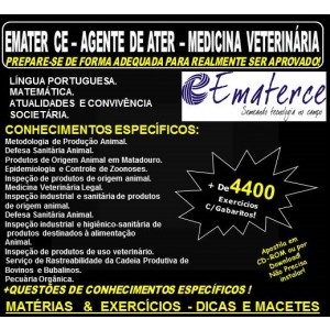 Apostila EMATER CE - AGENTE de ATER - MEDICINA VETERINÁRIA - Teoria + 4.400 Exercícios - Concurso 2018