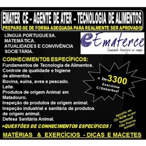 Apostila EMATER CE - AGENTE de ATER - TECNOLOGIA de ALIMENTOS - Teoria + 3.300 Exercícios - Concurso 2018