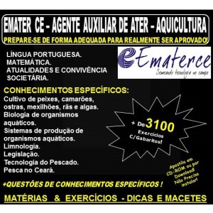 Apostila EMATER CE - AGENTE AUXILIAR de ATER - AQUICULTURA - Teoria + 3.100 Exercícios - Concurso 2018