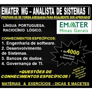 Apostila EMATER MG - ANALISTA de SISTEMAS I - Teoria + 4.000 Exercícios - Concurso 2018