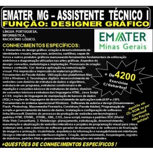Apostila EMATER MG - ASSISTENTE TÉCNICO I - Função: DESIGNER GRÁFICO - Teoria + 4.200 Exercícios - Concurso 2018