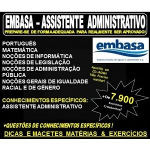 Apostila EMBASA - AGENTE ADMINISTRATIVO - Teoria + 7.900 Exercícios - Concurso 2022