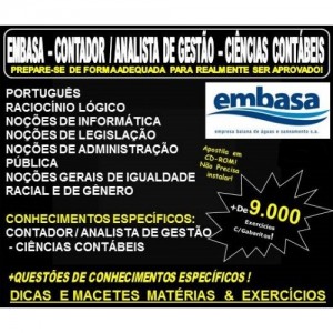 Apostila EMBASA - CONTADOR / ANALISTA de GESTÃO - CIÊNCIAS CONTÁBEIS - Teoria + 9.000 Exercícios - Concurso 2022