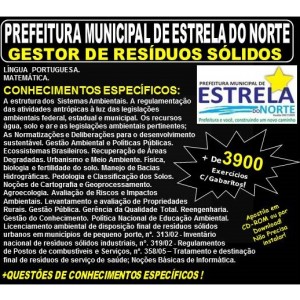 Apostila Prefeitura Municipal de Estrela do norte GO - GESTOR DE RESÍDUOS SÓLIDOS - Teoria + 3.900 Exercícios - Concurso 2018