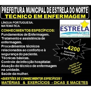 Apostila Prefeitura Municipal de Estrela do norte GO - TECNICO em ENFERMAGEM - Teoria + 4.200 Exercícios - Concurso 2018