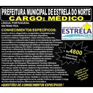 Apostila Prefeitura Municipal de Estrela do norte GO - MÉDICO - Teoria + 4.800 Exercícios - Concurso 2018