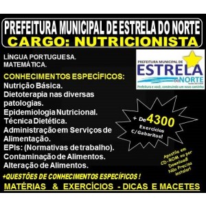 Apostila Prefeitura Municipal de Estrela do norte GO - NUTRICIONISTA - Teoria + 4.300 Exercícios - Concurso 2018