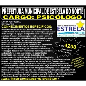 Apostila Prefeitura Municipal de Estrela do norte GO - PSICÓLOGO - Teoria + 4.200 Exercícios - Concurso 2018