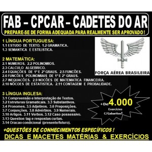 Apostila FAB - CPCAR - CADETES DO AR - Teoria + 4.000 Exercícios - Concurso 2019