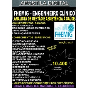 Apostila FHEMIG - Analista de Gestão e Assistência à Saúde - ENGENHEIRO CLÍNICO -  Teoria +10.400 Exercícios - Concurso 2023