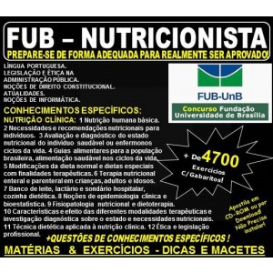 Apostila FUB - NUTRICIONISTA - Teoria + 4.700 Exercícios - Concurso 2018