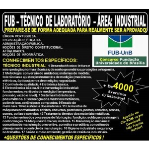 Apostila FUB - TÉCNICO de  LABORATÓRIO - Área: INDUSTRIAL - Teoria + 4.000 Exercícios - Concurso 2018
