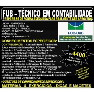 Apostila FUB - TÉCNICO em CONTABILIDADE - Teoria + 4.400 Exercícios - Concurso 2018