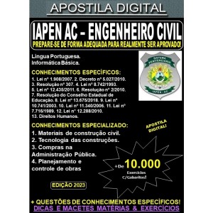 Apostila IAPEN AC - POLICIA PENAL - ENGENHEIRO CIVIL - Teoria + 10.000 Exercícios - Concurso 2023
