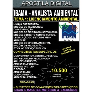 Apostila IBAMA - ANALISTA AMBIENTAL - TEMA 1: LICENCIAMENTO AMBIENTAL - Teoria + 10.500 Exercícios - Concurso 2021