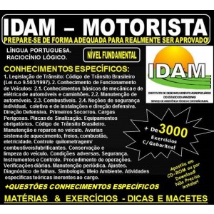 Apostila IDAM - MOTORISTA - Teoria + 3.000 Exercícios - Concurso 2018 