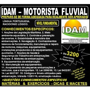 Apostila IDAM - MOTORISTA FLUVIAL - Teoria + 3.200 Exercícios - Concurso 2018 
