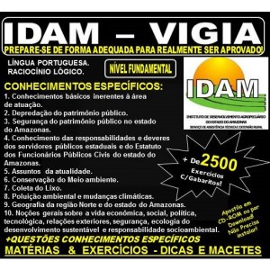 Apostila IDAM - VIGIA - Teoria + 2.500 Exercícios - Concurso 2018 