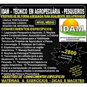 Apostila IDAM - TÉCNICO em AGROPECUÁRIA - PESQUEIROS - Teoria + 2.800 Exercícios - Concurso 2018