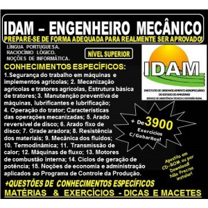 Apostila IDAM - ENGENHEIRO MECÂNICO - Teoria + 3.900 Exercícios - Concurso 2018