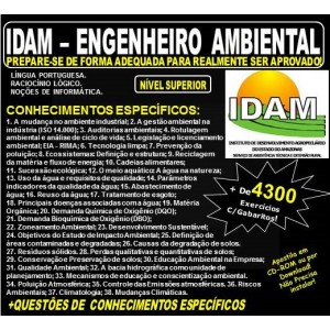 Apostila IDAM - ENGENHEIRO AMBIENTAL - Teoria + 4.300 Exercícios - Concurso 2018