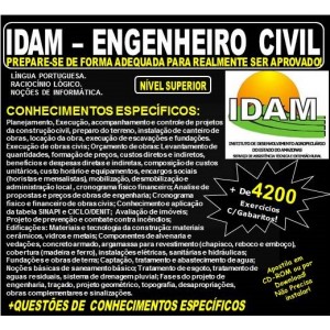 Apostila IDAM - ENGENHEIRO CIVIL - Teoria + 4.200 Exercícios - Concurso 2018