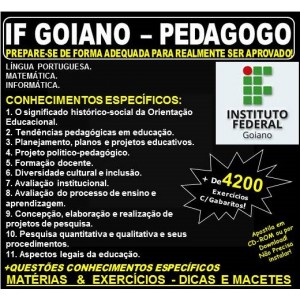 Apostila IF GOIANO - PEDAGOGO - Teoria + 4.200 Exercícios - Concurso 2019