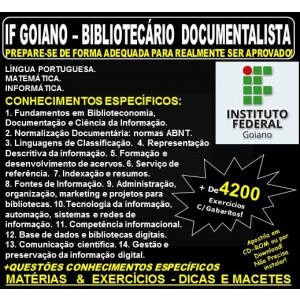 Apostila IF GOIANO - BIBLIOTECÁRIO DOCUMENTALISTA - Teoria + 4.200 Exercícios - Concurso 2019