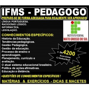 Apostila IFMS - PEDAGOGO - Teoria + 4.200 Exercícios - Concurso 2018