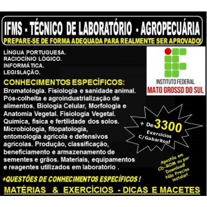 Apostila IFMS - TÉCNICO de LABORATÓRIO - AGROPECUÁRIA - Teoria + 3.300 Exercícios - Concurso 2018
