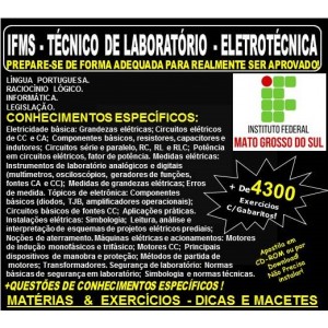 Apostila IFMS - TÉCNICO de LABORATÓRIO - ELETROTÉCNICA - Teoria + 4.300 Exercícios - Concurso 2018