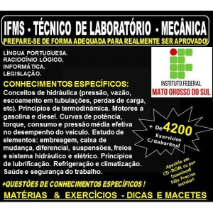 Apostila IFMS - TÉCNICO de LABORATÓRIO - MECÂNICA - Teoria + 4.200 Exercícios - Concurso 2018
