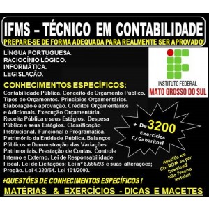 Apostila IFMS - TÉCNICO em CONTABILIDADE - Teoria + 3.200 Exercícios - Concurso 2018
