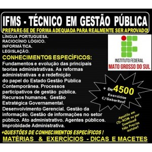 Apostila IFMS - TÉCNICO em GESTÃO PÚBLICA - Teoria + 4.500 Exercícios - Concurso 2018