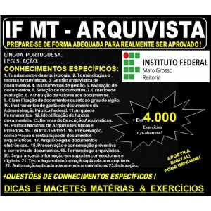 Apostila IF MT - ARQUIVISTA - Teoria + 4.000 Exercícios - Concurso 2019