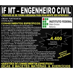 Apostila IF MT - ENGENHEIRO CIVIL - Teoria + 4.400 Exercícios - Concurso 2019